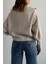 Taş Devrik Yaka Fermuarlı Triko Hırka Taş / Standart 6