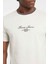 Erkek Logo Baskılı Slim Fit T-Shirt - Kırık Beyaz / Gri 5