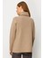 Kadın Degaje Yaka Cebi ve Yakası Tığlamalı Yün Kazak Bej 3