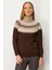 Kadın Tam Balıkçı Yaka Robası Baklavalı Yün Kazak M.kahve 5