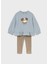 1-4 Yaş Kız Bebek Ikili Takım – Köpek Desenli Mavi Sweat ve Kahve Kadife Dar Paça Tayt 1