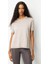 Kadın Sıfır Yaka Kısa Kollu Düz Bluz Vizon 3