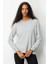 Kadın Sıfır Yaka Yırtmaçlı Yanı Düğmeli Bluz Gri 3