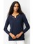 Kadın Sıfır Yaka Yakası Çiçek Nakış Işlemeli Bluz K.lacivert 1