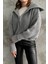 Gri Devrik Yaka Fermuarlı Triko Hırka Gri / Standart 6