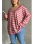 Kadın V Yaka Büyük Beden Oversize Kalıp Geniş Tunik Boy Yırtmaçlı Çizgili Uzun Kol Curve Yumoş Bluz 5