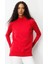Kadın Yarım Balıkçı Yaka Kolları Yırtmaçlı Kazak K.kırmızı 2