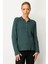 Kadın Polo Yaka Yakası ve Kolu Düğmeli Bluz Yeşil 2