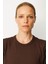 Kadın Sıfır Yaka Kısa Kollu Düz Bluz Kahve 2