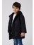 Erkek Çocuk Siyah Kürklü Su ve Rüzgar Geçirmez Kapüşonlu 3 Kışlık Mont & Kaban & Parka FMPÇ-110 5