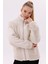 Kadın Ekru Peluş Rüzgar Geçirmez Welsoft Çift Kışlık Mont Fma-05-K Peluş 6