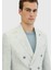 Açık Gri Desenli Zeroweight Slim Fit %100 Keten Ceket 3