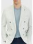 Açık Gri Desenli Zeroweight Slim Fit %100 Keten Ceket 4