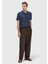 Kahverengi Düz Kumaş Regular Fit Casual %100 Keten Pantolon 1