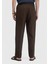 Kahverengi Düz Kumaş Regular Fit Casual %100 Keten Pantolon 4
