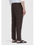 Kahverengi Düz Kumaş Regular Fit Casual %100 Keten Pantolon 5