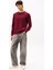 Erkek Slim Fit Bisiklet Yaka Dokulu Triko Kazak - Bordo 2