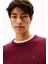 Erkek Slim Fit Bisiklet Yaka Dokulu Triko Kazak - Bordo 4