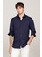 Erkek Slim Fit Poplin Gömlek - Lacivert 1