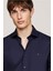 Erkek Slim Fit Poplin Gömlek - Lacivert 4