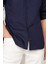 Erkek Slim Fit Poplin Gömlek - Lacivert 5