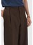Kahverengi Düz Kumaş Regular Fit Casual %100 Keten Pantolon 3