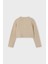 Kız Çocuk Simli Ajur Detaylı Kısa Triko Hırka - Bej 2