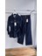 Kadın Denim Lacivert Cep Detaylı Ceket Pantolon Takım 5
