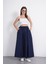 Tesettür Etek Uzun Çift Cepli Poplin Kumaş Beli Lastikli Iç Göstermez Etek Astarsız (90 Cm) 1