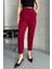Kadın Dar Paça Pileli Kemerli Mevsimlik Kumaş Pantolon Bordo Bordo / 44 2
