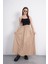 Tesettür Etek Uzun Çift Cepli Poplin Kumaş Beli Lastikli Iç Göstermez Etek Astarsız (90 Cm) 5