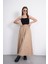 Tesettür Etek Uzun Çift Cepli Poplin Kumaş Beli Lastikli Iç Göstermez Etek Astarsız (90 Cm) 6