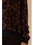 Kadın Leopar Desenli Triko Kazak - Kahverengi 3