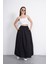 Tesettür Etek Uzun Çift Cepli Poplin Kumaş Beli Lastikli Iç Göstermez Etek Astarsız (90 Cm) 4