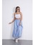 Tesettür Etek Uzun Çift Cepli Poplin Kumaş Beli Lastikli Iç Göstermez Etek Astarsız (90 Cm) 3