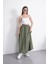 Tesettür Etek Uzun Çift Cepli Poplin Kumaş Beli Lastikli Iç Göstermez Etek Astarsız (90 Cm) 2