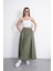 Tesettür Etek Uzun Çift Cepli Poplin Kumaş Beli Lastikli Iç Göstermez Etek Astarsız (90 Cm) 5