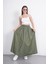 Tesettür Etek Uzun Çift Cepli Poplin Kumaş Beli Lastikli Iç Göstermez Etek Astarsız (90 Cm) 7