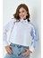 Kadın Özel Tasarım Yaka Kol Düğmeli Çizgi Garnili Crop Boy Bluz Gömlek 1