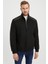 Erkek Siyah Yün Karışımlı Rahat Kalıp Kaşe Mont 1