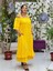 VL1900 Ip Askılı Ön Arka Dantel Vual Elbise Sarı 3