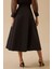 Kadın Tafta Kumaş Yüksek Bel Şık Kloş Etek - Siyah 3
