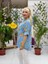 NC154553 Italyan Pamuk Keten Bluz Mavi 2