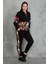 Kapşonlu Fermuar ve Baskı Detaylı Kuşgözlü Sweatshirt Pantolon Takım 26A19562 1