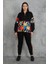 Kapşonlu Fermuar ve Baskı Detaylı Kuşgözlü Sweatshirt Pantolon Takım 26A19562 6