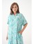 Kadın Gömlek Yaka Önden Düğmeli Kısa Kol Yazlık Desenli Büyük Beden Curve Yazlık Dokuma Elbise 4