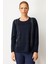 Kadın Sıfır Yaka Sim Çizgili Taşlı Yün Bluz K.lacivert 1