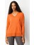Kadın V Yaka Önü Arkası Yırtmaçlı Kazak Turuncu 1