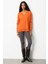 Kadın V Yaka Önü Arkası Yırtmaçlı Kazak Turuncu 5