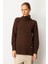Kadın Tam Balıkçı Yaka Yanı Yırtmaçlı Yün Kazak M.kahve 1